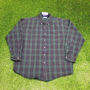 Vintage Pendleton Flannel Plaid Button Shirt Large 24x30 Blue Green